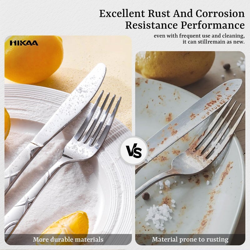 HIKAA 20PCS Silverware Set Service for 4,Premium Stainless Steel Cutlery Set, Mirror Polished Flatware Sets,Modern Kitchen Eating Utensils Set Include Spoons Forks Knives - Image 4