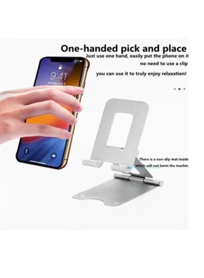 حامل هاتف من الألومنيوم حامل للهاتف المحمول قابل للتعديل حامل هاتف قابل للطي، حامل iPhone لسطح المكتب متوافق مع جميع الهواتف المحمولة - Image 2