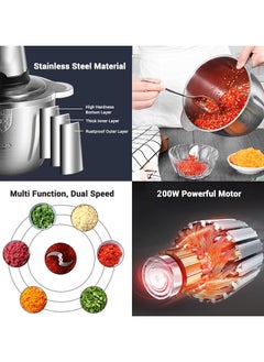 Generic Electric Meat Grinder 2 L Silver ,Stainless Steel Electric Food Chopper Food Processor Machine for Meat, Vegetables, Fruits and Nuts, Fast & Slow 2 Speed  - Image 3