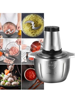 Generic Electric Meat Grinder 2 L Silver ,Stainless Steel Electric Food Chopper Food Processor Machine for Meat, Vegetables, Fruits and Nuts, Fast & Slow 2 Speed  - Image 4