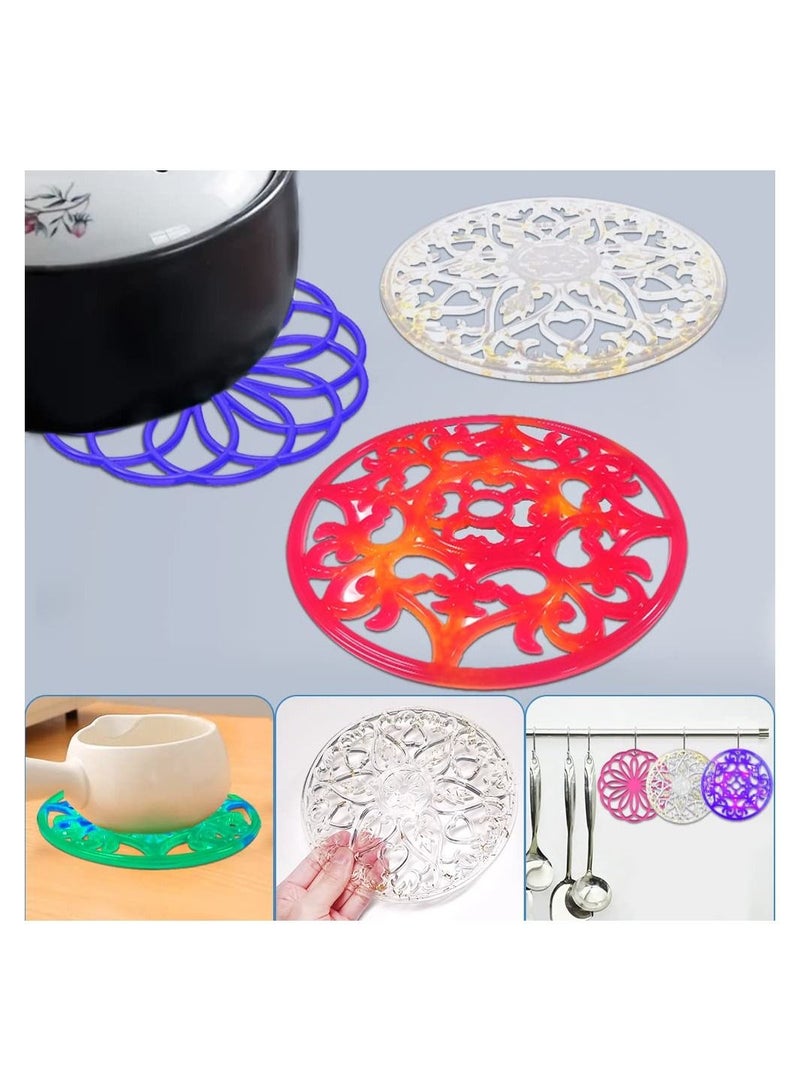 KASTWAVE 3 قطع قالب صينية كريستال من الراتنج، قالب صينية مانديلا من الراتنج، قوالب سيليكون لتزيين المنزل مجموعة قوالب صينية من الراتنج - Image 5
