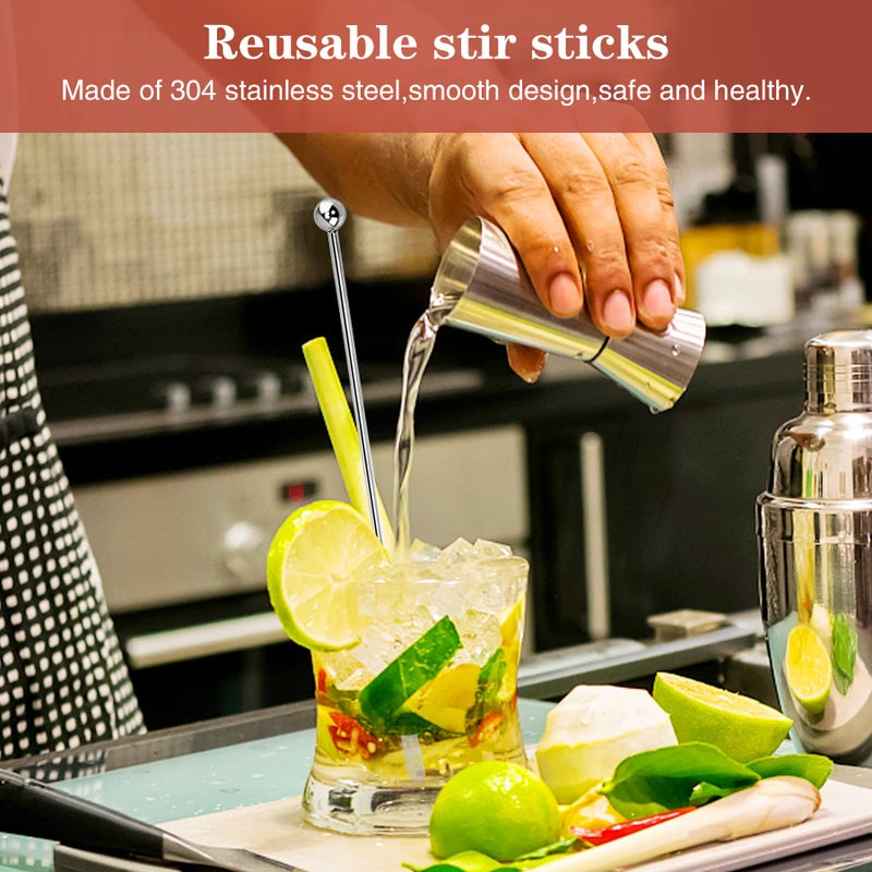 Csdtylh 15Pcs Metal Stir Sticks, Stainless Coffee Stirrers Reusable, Swizzle Sticks for Cocktails, Multifunctional Stir Sticks for Epoxy, Resin, Coffee, Wine, Drinks, Tea, Paint, Crafts, Ink,Oil,etc. - Image 4