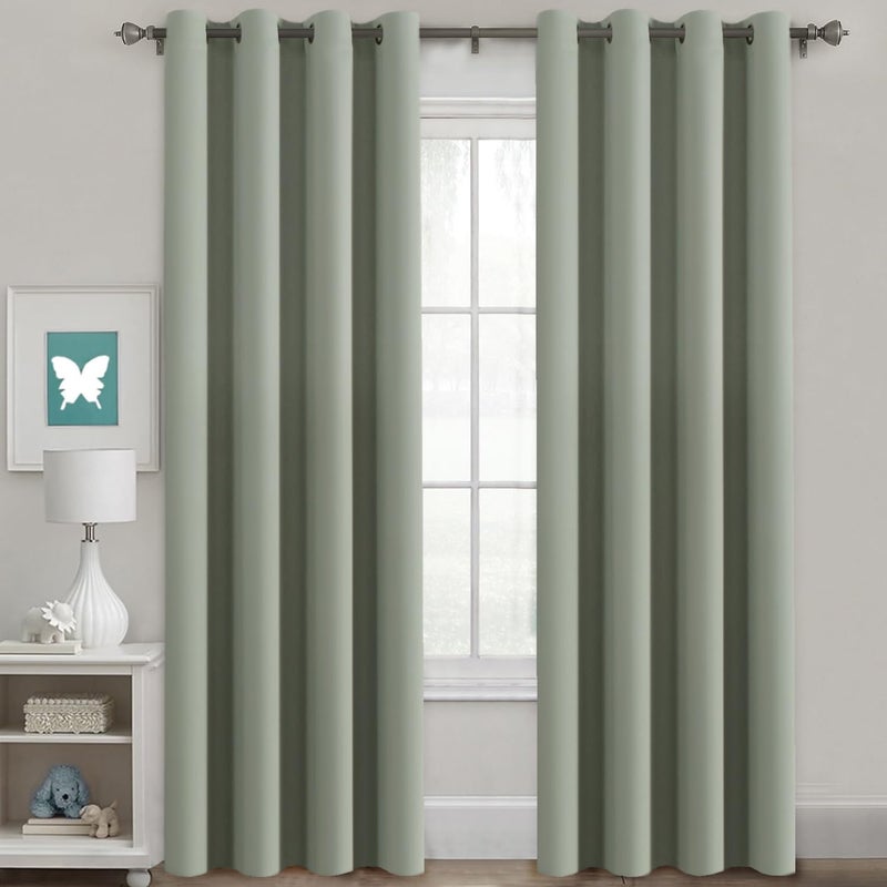 H.VERSAILTEX HVERSAILTEX Window Treatment Blackout Thermal Insulated Room Darkening Solid Grommet CurtainsDrapes for Bedroom Set of 2 Panels52 by 84 Inch LongLight Sage - Image 1