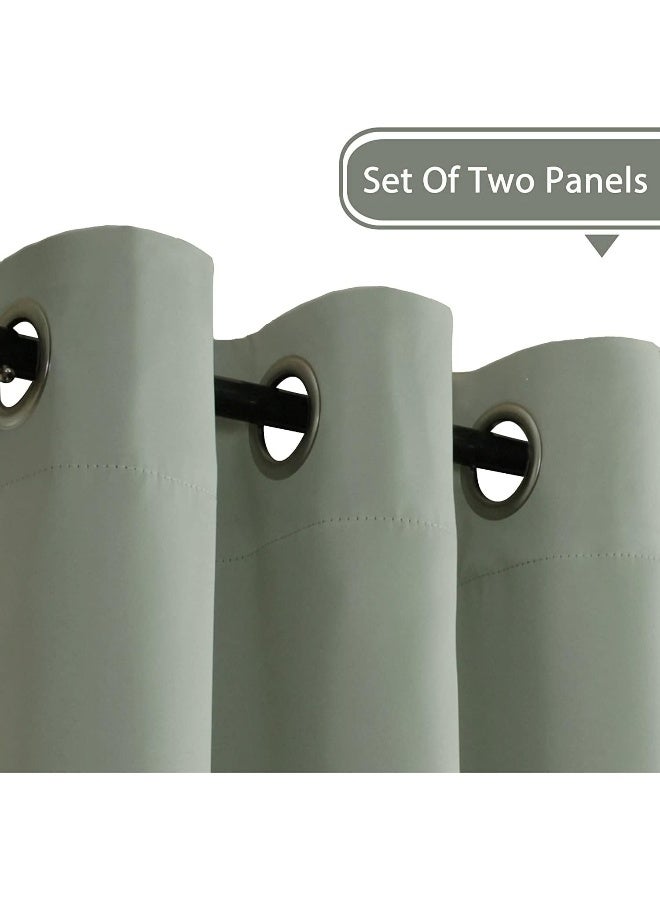 H.VERSAILTEX HVERSAILTEX Window Treatment Blackout Thermal Insulated Room Darkening Solid Grommet CurtainsDrapes for Bedroom Set of 2 Panels52 by 84 Inch LongLight Sage - Image 3