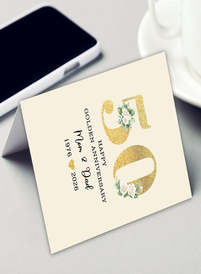 ATTLVV 50th Anniversary Card for Mom & Dad,Happy Golden Anniversary Card Gift for parents,8x5.3 Inches,Quick-Dry,Eco-Friendly - Image 3