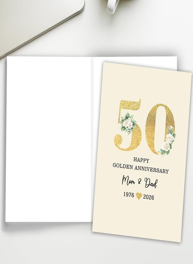 ATTLVV 50th Anniversary Card for Mom & Dad,Happy Golden Anniversary Card Gift for parents,8x5.3 Inches,Quick-Dry,Eco-Friendly - Image 4