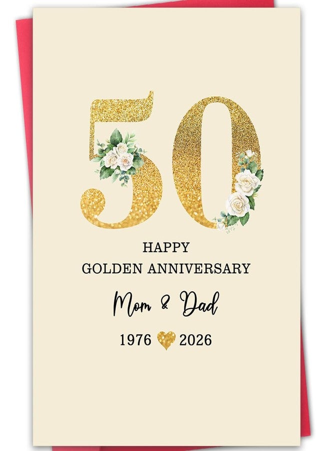 ATTLVV 50th Anniversary Card for Mom & Dad,Happy Golden Anniversary Card Gift for parents,8x5.3 Inches,Quick-Dry,Eco-Friendly - Image 1