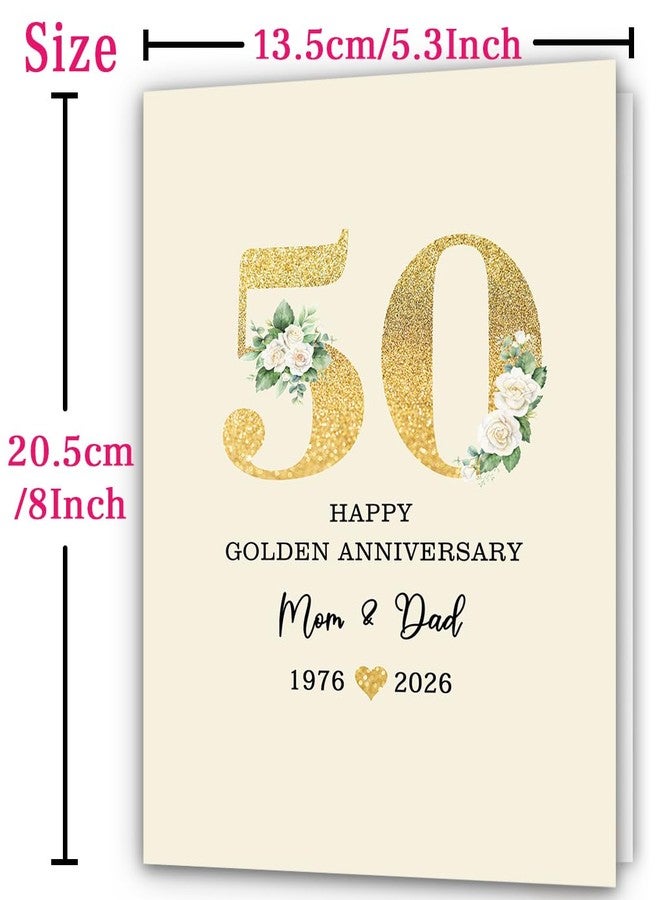 ATTLVV 50th Anniversary Card for Mom & Dad,Happy Golden Anniversary Card Gift for parents,8x5.3 Inches,Quick-Dry,Eco-Friendly - Image 2