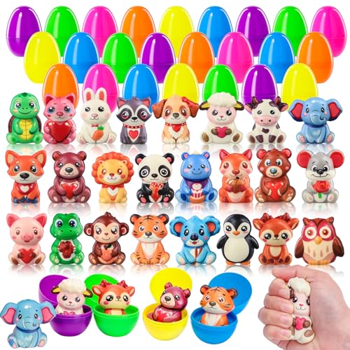 MGparty 24 Pack Prefilled Easter Eggs with Squishy Animal Toys PreFilled Easter Eggs for Easter Egg Hunt Easter Basket Stuffers Non Candy Easter Toys Party Favors for Kids Boys Girls - Image 5