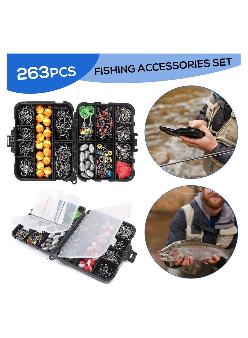 Saudi Arabia's best-selling fishing essentials set: 263 accessories + multi-functional pliers + corrosion-resistant box, to meet the needs of different waters, enjoy fishing, explore the beauty of nature, and achieve the perfect combination of multi-functional accessories and durable boxes