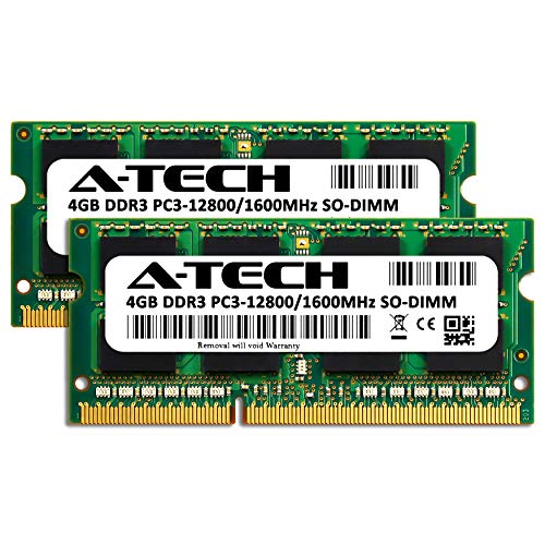 A-Tech 8GB (2x4GB) DDR3 1600MHz PC3-12800 CL11 SODIMM 204-Pin Non-ECC SO-DIMM Laptop, Notebook RAM Memory Modules - Image 2