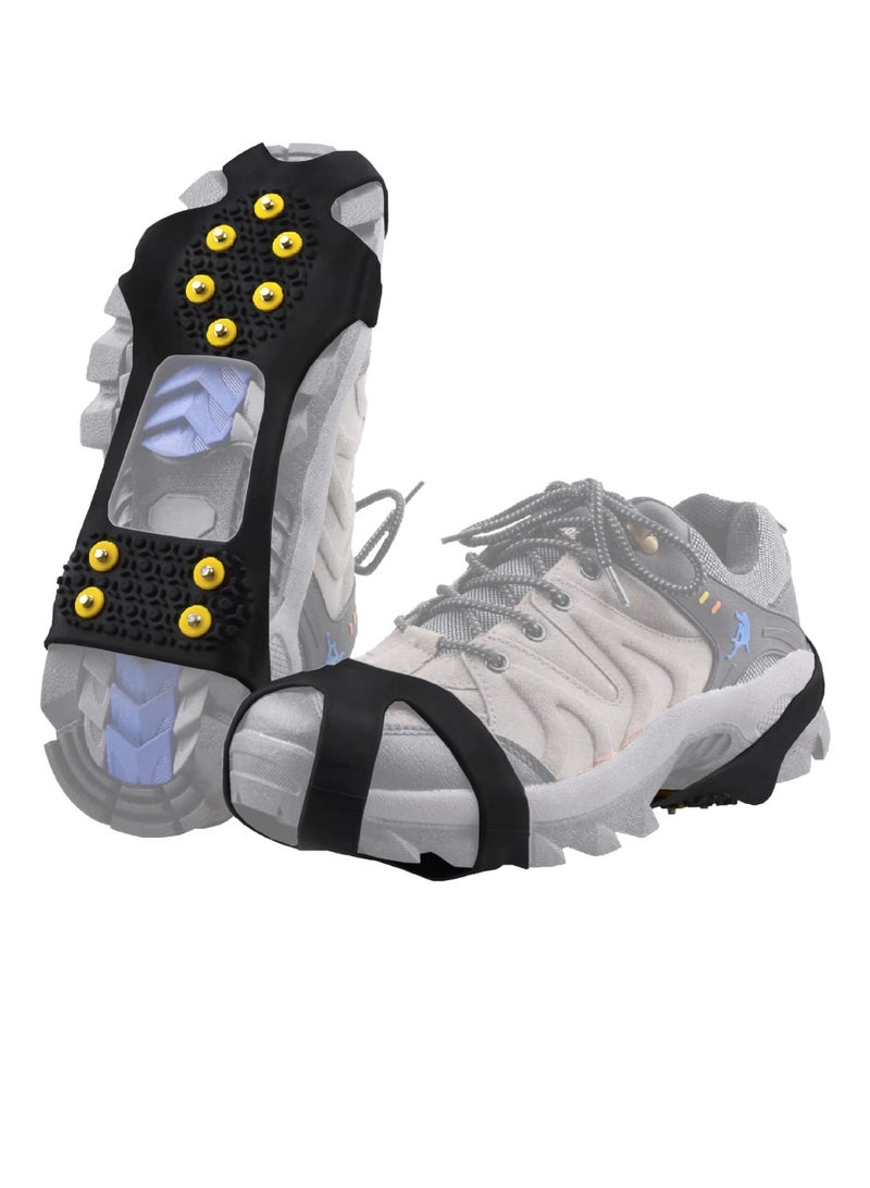 SYOSI Walk Traction Ice Spikes Crampons, with 10 Spikes Snow Grips Crampons Ice Cleats for Hiking Boots and Shoes for Hiking Climbing Fishing Mountaineering Walking for Men Women - Image 1