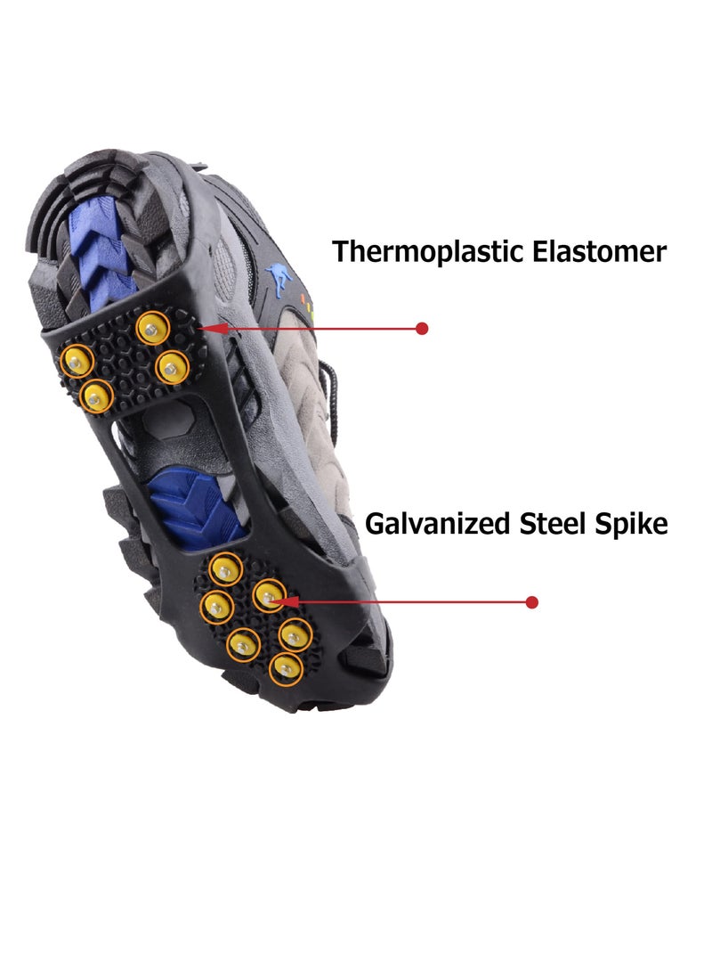 SYOSI Walk Traction Ice Spikes Crampons, with 10 Spikes Snow Grips Crampons Ice Cleats for Hiking Boots and Shoes for Hiking Climbing Fishing Mountaineering Walking for Men Women - Image 2