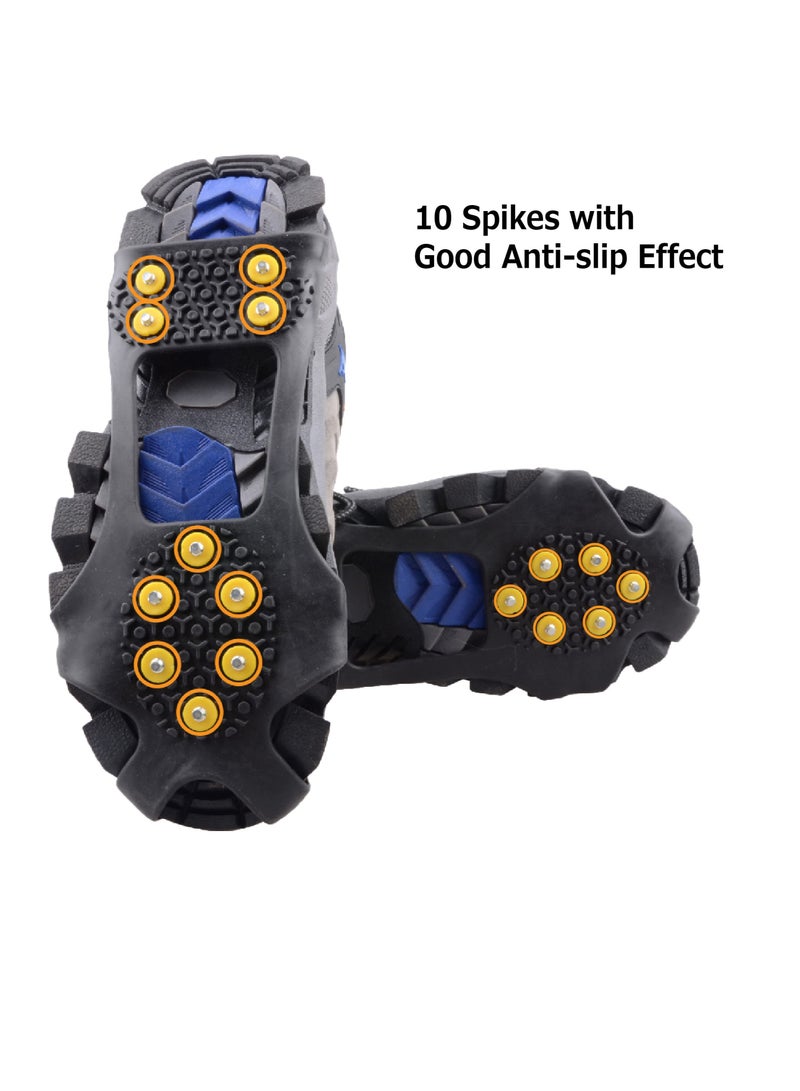 SYOSI Walk Traction Ice Spikes Crampons, with 10 Spikes Snow Grips Crampons Ice Cleats for Hiking Boots and Shoes for Hiking Climbing Fishing Mountaineering Walking for Men Women - Image 3