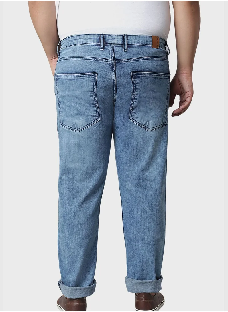 Instafab Plus Jeans with Side Stripes