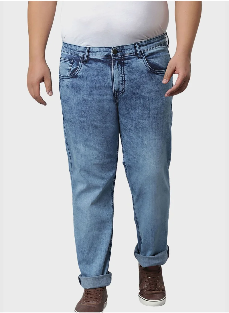 Instafab Plus Jeans with Side Stripes