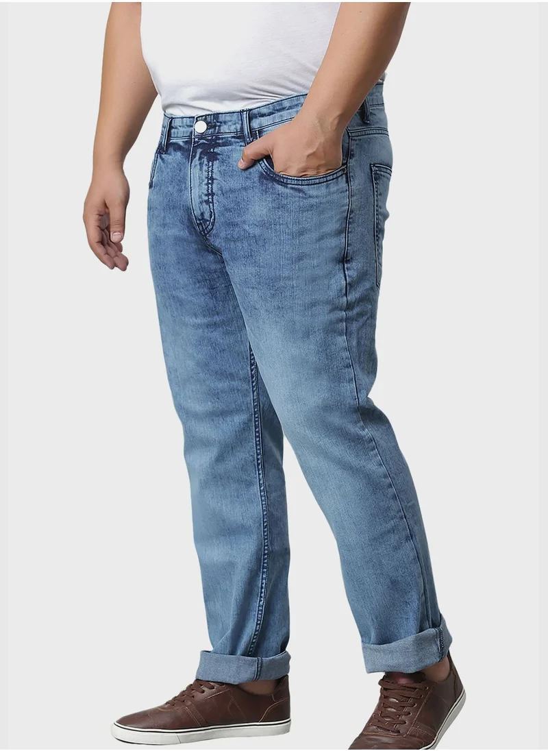 Instafab Plus Jeans with Side Stripes