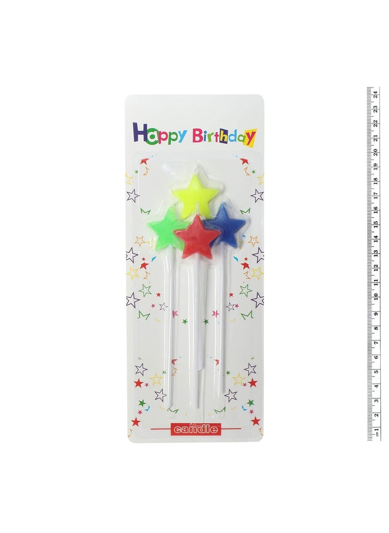 Funcart Funcart Multicolor Star Candle 4pcsPack for Cake Decoration1st BirthdayBirthday Decoration  - Image 2