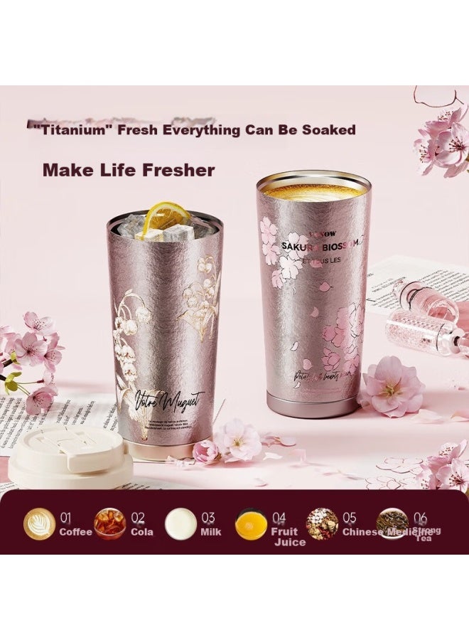 Vanow Pure Titanium Coffee Cup Women'S High-End Festival Gift Men'S High-Value Straw Insulated Cup Portable Water Cup - Image 5