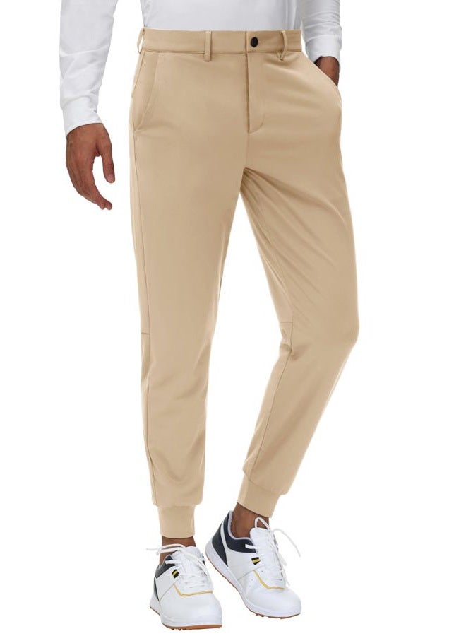 JWM Men's Stretch Golf Joggers Pants with Belt Loops - Slim Fit Tapered Ankle Casual Work Athletic Dress Jogger Zipper Pocket - Image 1