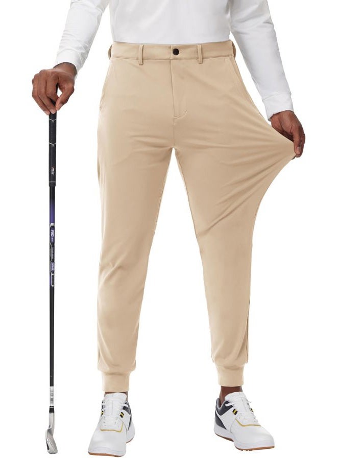 JWM Men's Stretch Golf Joggers Pants with Belt Loops - Slim Fit Tapered Ankle Casual Work Athletic Dress Jogger Zipper Pocket - Image 2