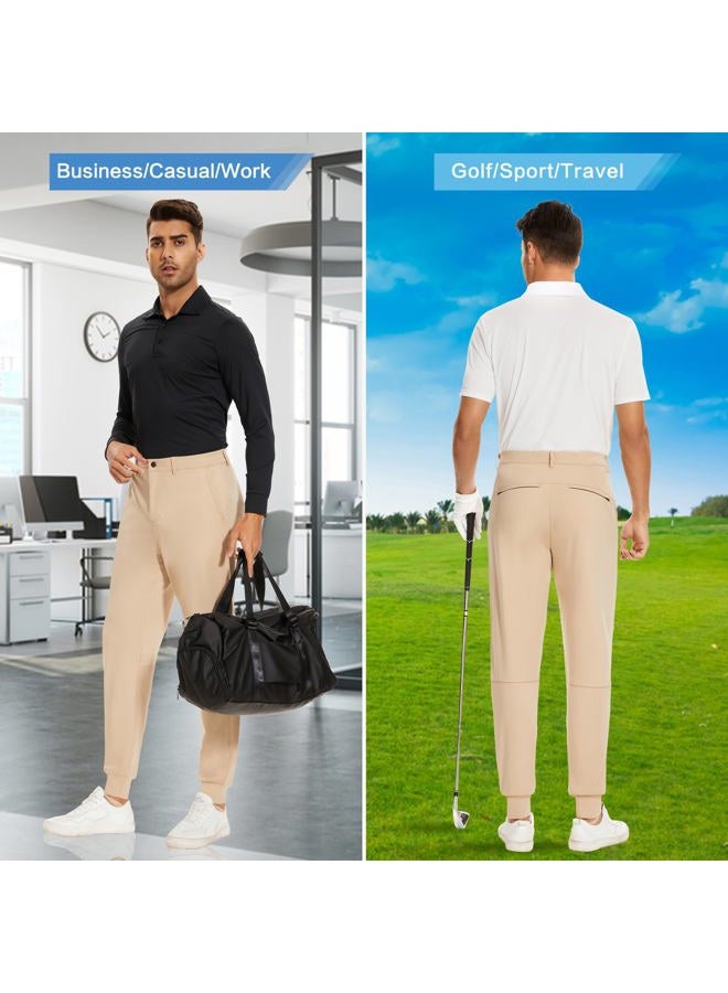 JWM Men's Stretch Golf Joggers Pants with Belt Loops - Slim Fit Tapered Ankle Casual Work Athletic Dress Jogger Zipper Pocket - Image 5