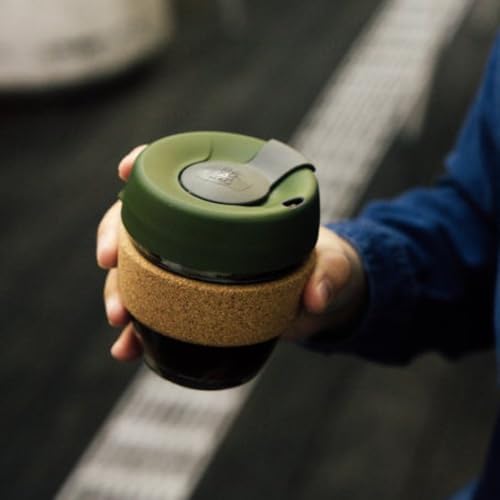 KeepCup Brew Cork Reusable Glass Tumbler with Natural Cork Short Coffee Cup 8oz 227ml Pine - Image 3