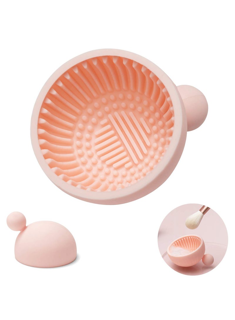 Silicone Makeup Brush Cleaning Mat Portable Scrubber Tool for Easy Brush Washing Pink 1pc - Image 1