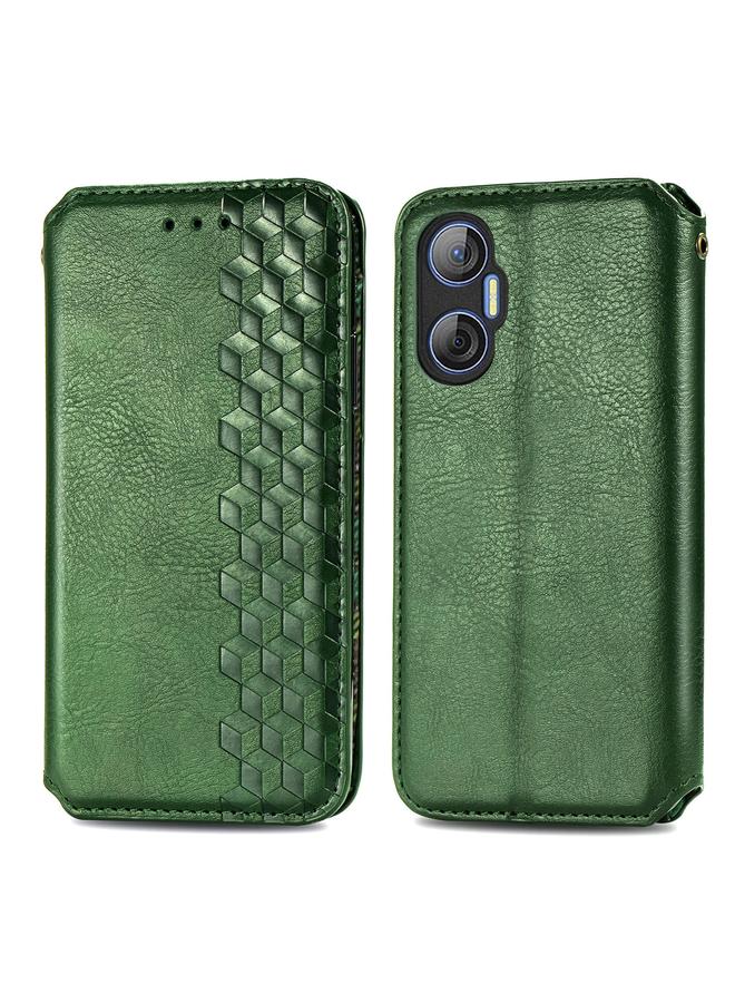 إيروريكس جراب لهاتف Tecno Pova Neo 5G، جراب هاتف جلدي مغناطيسي مضغوط بشبكة مكعبة - Image 2