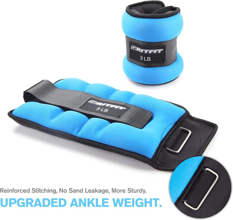 RitFit Ankle Wrist Weights (1 Pair) 1 1.5 2 3 4 5 LB Each with Fully Adjustable Strap for Arm, Hand & Leg - Best for Walking, Jogging, Gymnastics, Aerobics - Image 5