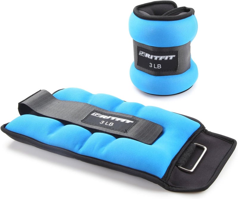 RitFit Ankle Wrist Weights (1 Pair) 1 1.5 2 3 4 5 LB Each with Fully Adjustable Strap for Arm, Hand & Leg - Best for Walking, Jogging, Gymnastics, Aerobics - Image 1