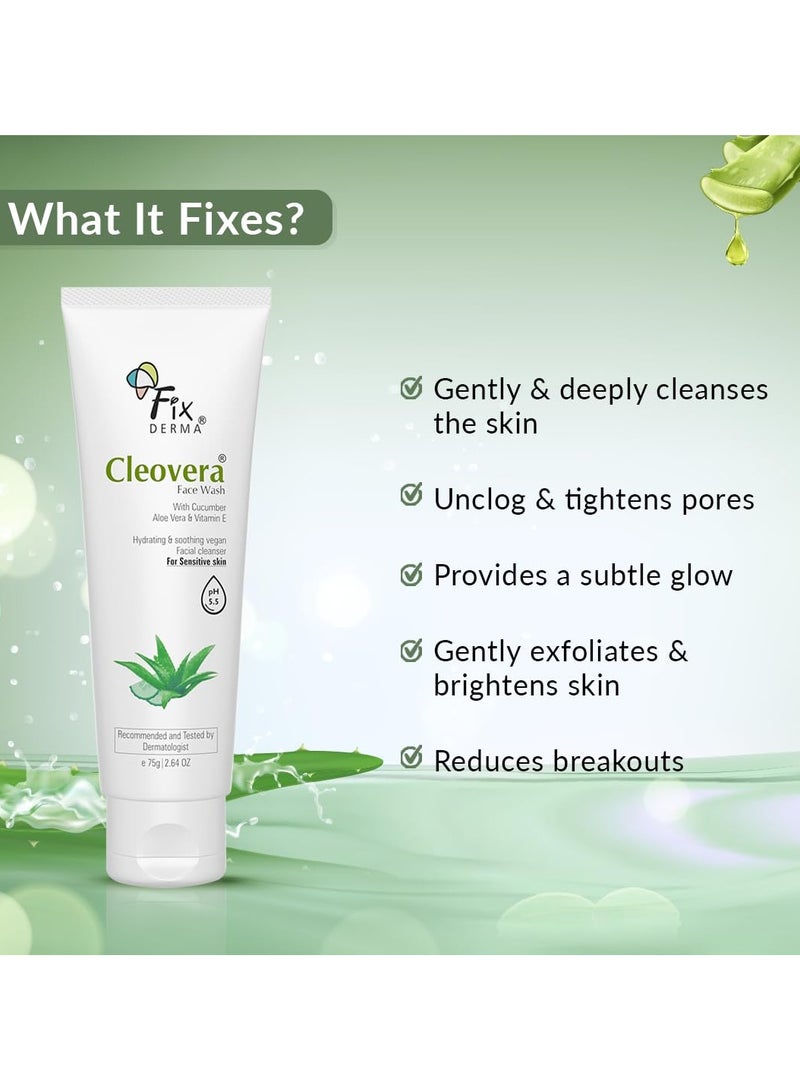 FIXDERMA Aloe Vera Face Wash with Vitamin E | Aloe Vera Gel for Face | Face Wash & Face Cleanser | Face Wash for Dry - 75g - Image 3