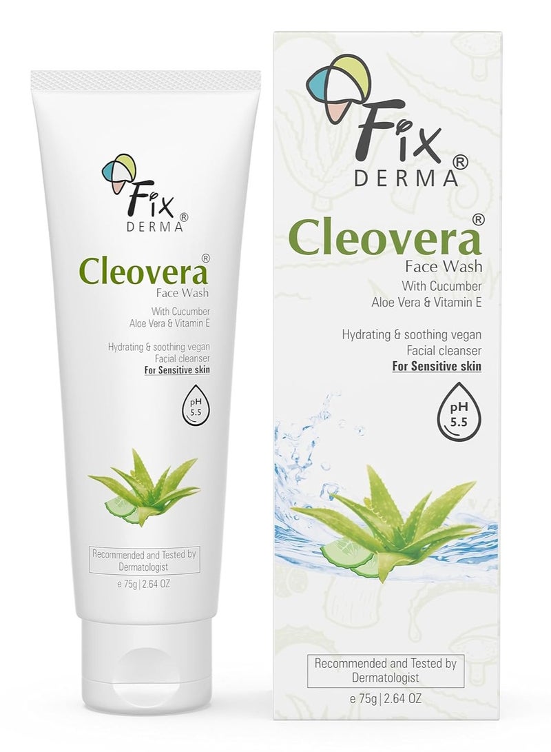 FIXDERMA Aloe Vera Face Wash with Vitamin E | Aloe Vera Gel for Face | Face Wash & Face Cleanser | Face Wash for Dry - 75g - Image 1