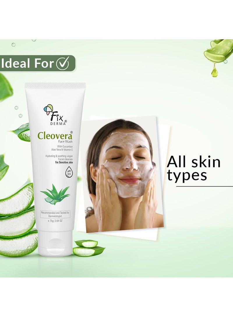 FIXDERMA Aloe Vera Face Wash with Vitamin E | Aloe Vera Gel for Face | Face Wash & Face Cleanser | Face Wash for Dry - 75g - Image 4