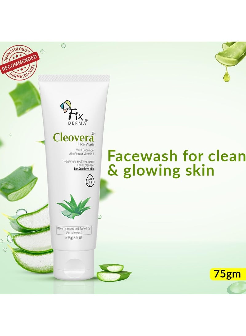 FIXDERMA Aloe Vera Face Wash with Vitamin E | Aloe Vera Gel for Face | Face Wash & Face Cleanser | Face Wash for Dry - 75g - Image 2