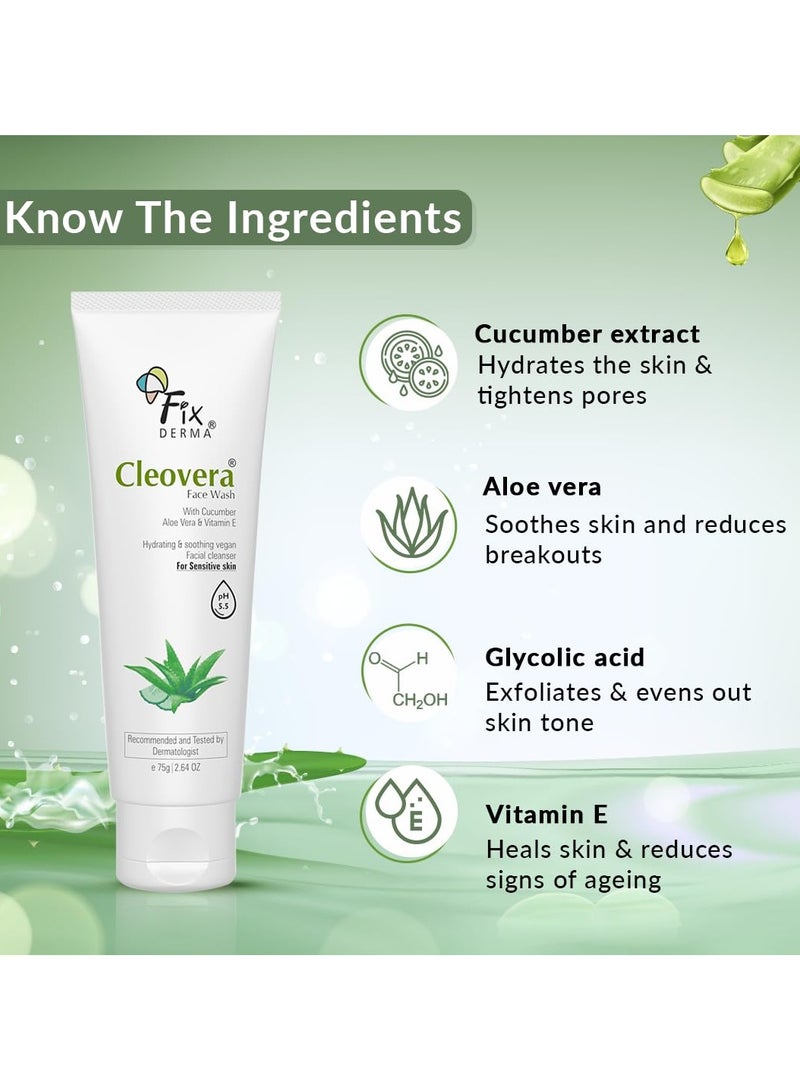 FIXDERMA Aloe Vera Face Wash with Vitamin E | Aloe Vera Gel for Face | Face Wash & Face Cleanser | Face Wash for Dry - 75g - Image 5