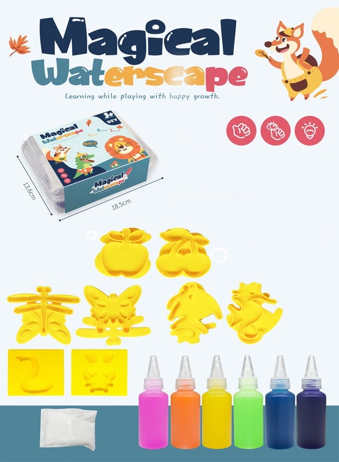 RAWAID Magic Water Elf Beads Toy Set with Box DIY Maker kit Jelly Sea Animal Creature Sensory Bin Set Toys for Children Over 3 Years Old 6 Colors 8 Molds 1 Powder - Image 1