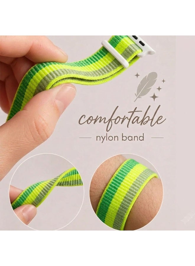 MARGOUN Breathable Nylon Sport Loop Band Compatible with Apple Watch 44mm 45mm 46mm 49mm for Women Men, iWatch Wrist Straps for Ultra 3 2, Se, Series 11 10 9 8 7 - Neon Yellow - Image 4