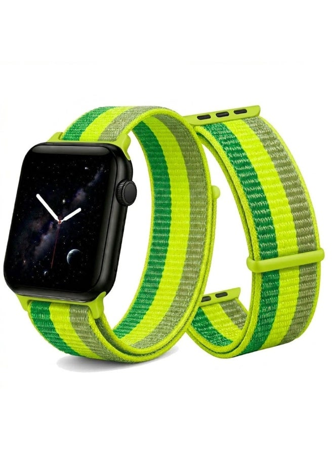 MARGOUN Breathable Nylon Sport Loop Band Compatible with Apple Watch 44mm 45mm 46mm 49mm for Women Men, iWatch Wrist Straps for Ultra 3 2, Se, Series 11 10 9 8 7 - Neon Yellow - Image 2