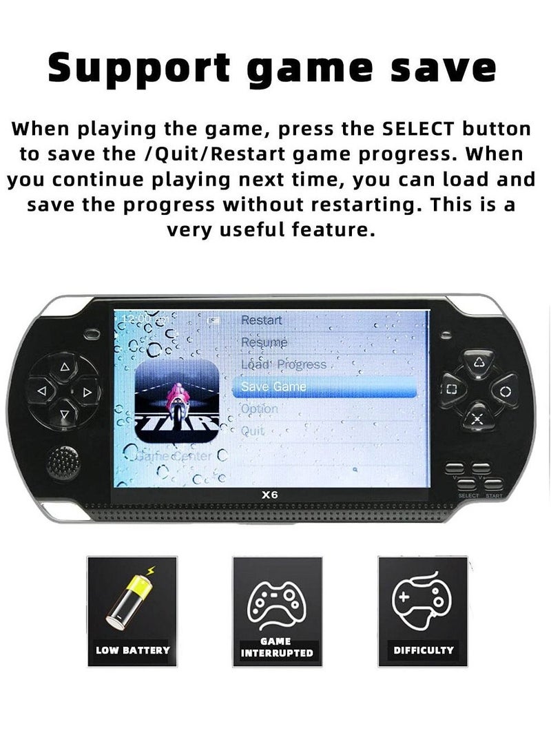 Generic - 4.3 inch 8GB Handheld Game Console - Built-in 1500 Games - Supports Multiple Simulators - X6 Retro Video Game Console - MP3/MP4/Ebook - TV OUT - Portable Game Player - Image 1
