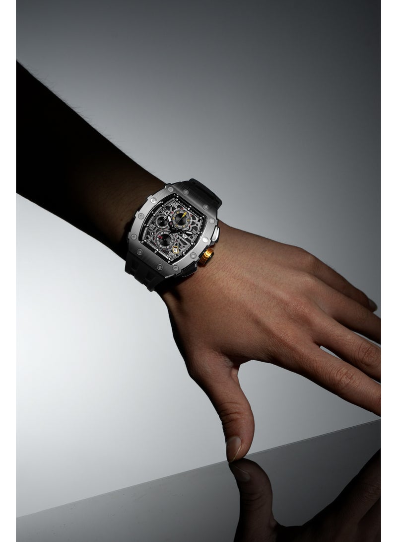 TSAR BOMBA ساعة تسار بومبا رجالية فاخرة مقاومة للماء  متر بحزام سيليكون وحركة كوارتز يابانية كرونوغراف هدايا للرجال - Image 2