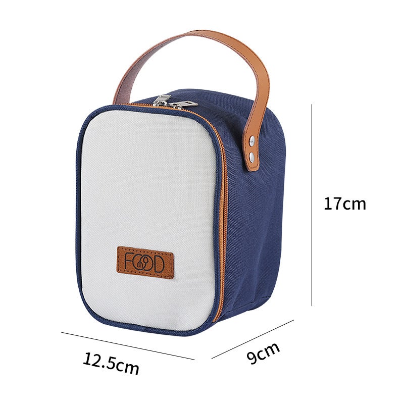 304 Insulated Flask Attractive Handle Portable Cup for Breakfast Cup bag-small size blue and white (with single layer/upgraded single layer) 