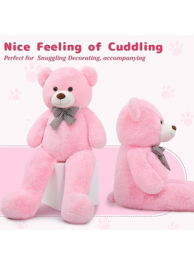 DUNISO 140cm Giant Cute Teddy Bear, Xxl Size, Soft And Cute Plush Bear, Suitable For Gifts For Girls, Girlfriends Or Mothers (Pink) - Image 4