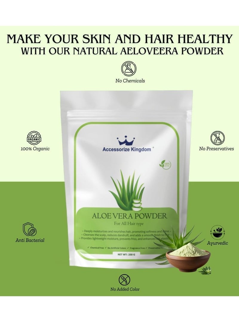 مملكة الإكسسوارات مسحوق الصبار (250 جم) - طبيعي 100٪ | مناسب للشعر والبشرة | يرطب فروة الرأس ويقلل من قشرة الرأس ويغذي البشرة | يهدئ التهيج ويضيء ويرطب | خال من المواد الكيميائية - Image 2