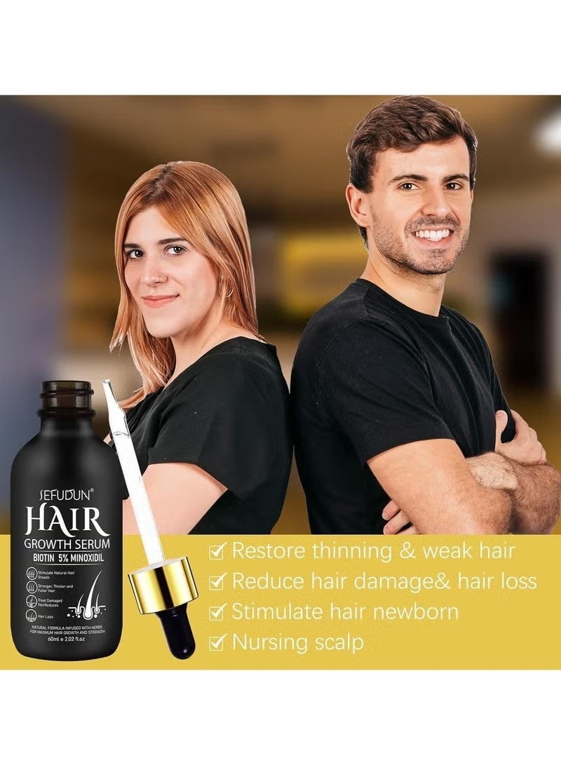 Sefudun 5% Minoxidil Hair Growth Serum Kit With Derma Roller,Minoxidil For Men and Women Hair Beard,2.02 oz Biotin Regrowth Serum Treatment For Getting Thicker Healthier Hair - Image 5