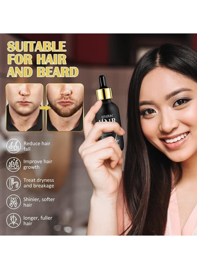 Sefudun 5% Minoxidil Hair Growth Serum Kit With Derma Roller,Minoxidil For Men and Women Hair Beard,2.02 oz Biotin Regrowth Serum Treatment For Getting Thicker Healthier Hair - Image 2