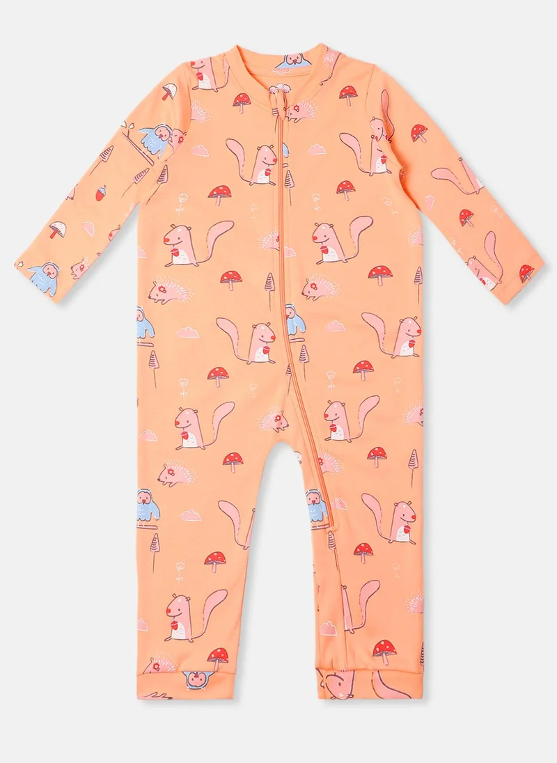 Nautinati Nautinati Infants' Interlock Cotton Cute Animal Print Pack of 2 Sleepsuit
