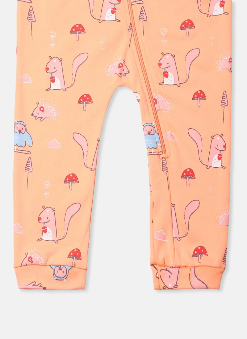 Nautinati Nautinati Infants' Interlock Cotton Cute Animal Print Pack of 2 Sleepsuit