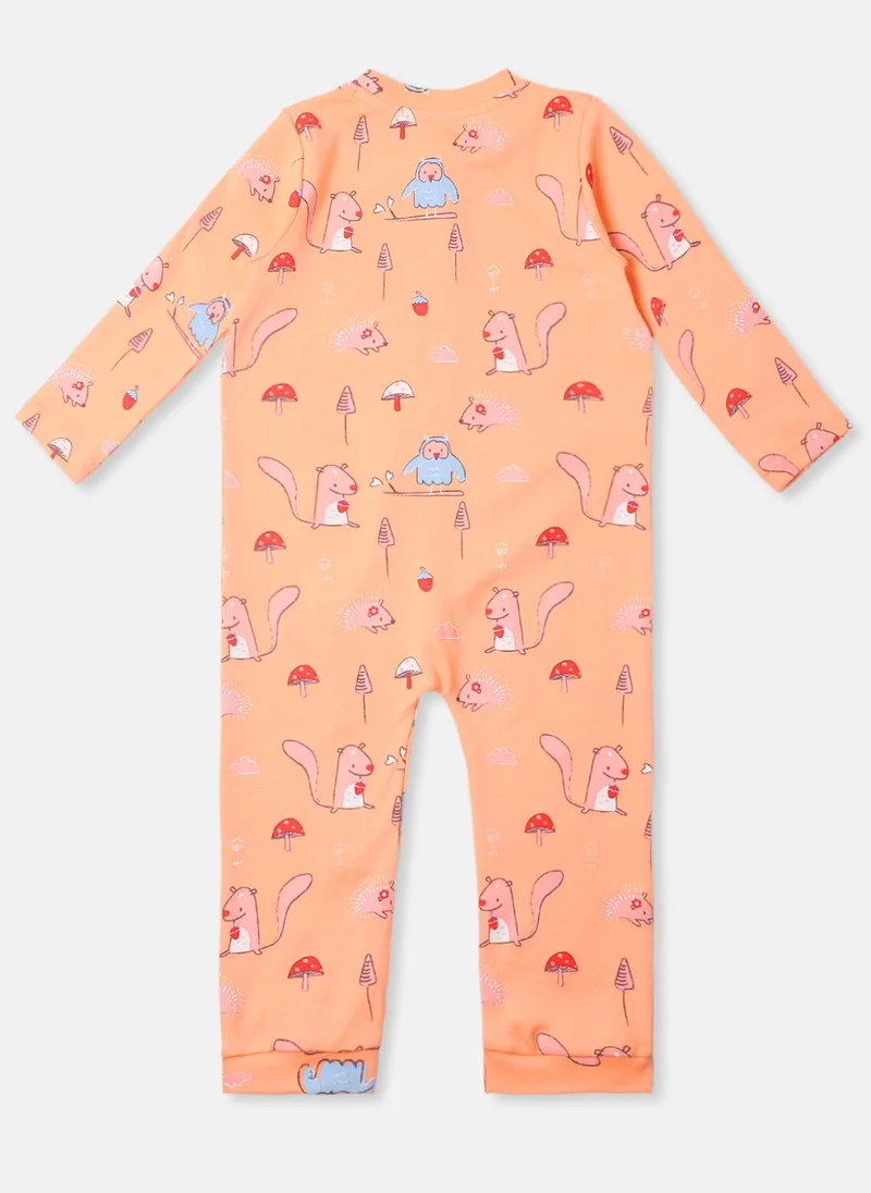 Nautinati Nautinati Infants' Interlock Cotton Cute Animal Print Pack of 2 Sleepsuit