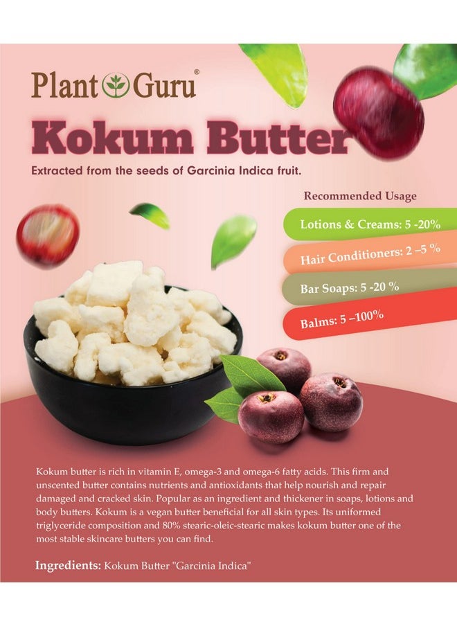 Plant Guru Raw Kokum Butter 3 Lbs. Bulk 100% Pure Naturalgreat For Skin Body And Hair Moisturizer Diy Creams Balms Lotions And Soap Making.  - Image 4